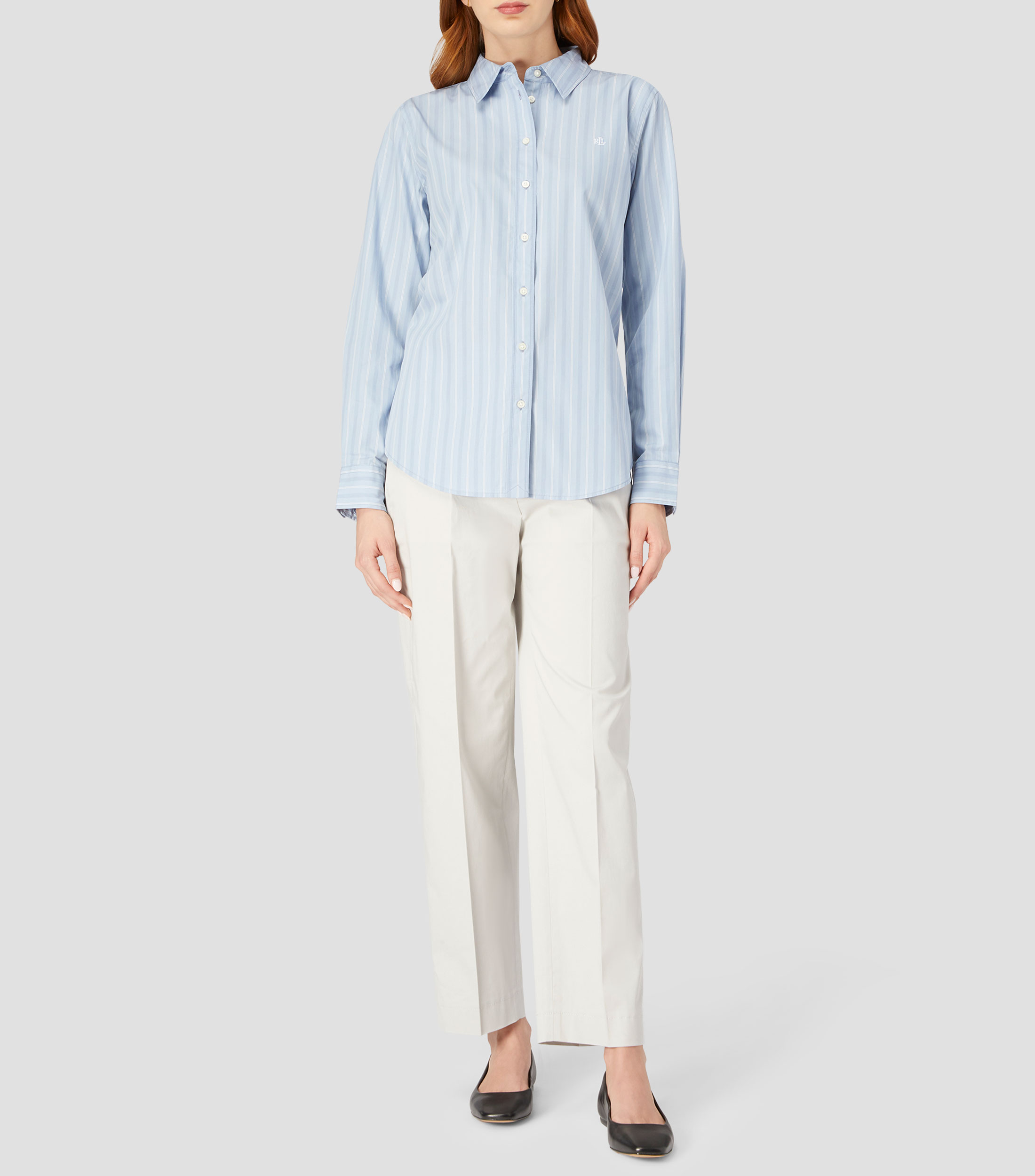 Camisa a rayas manga larga Mujer